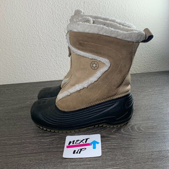 Columbia Unisex Kids Black Tan Suede Round Toe Comfort Snow Boots Size US 3 - Picture 1 of 10